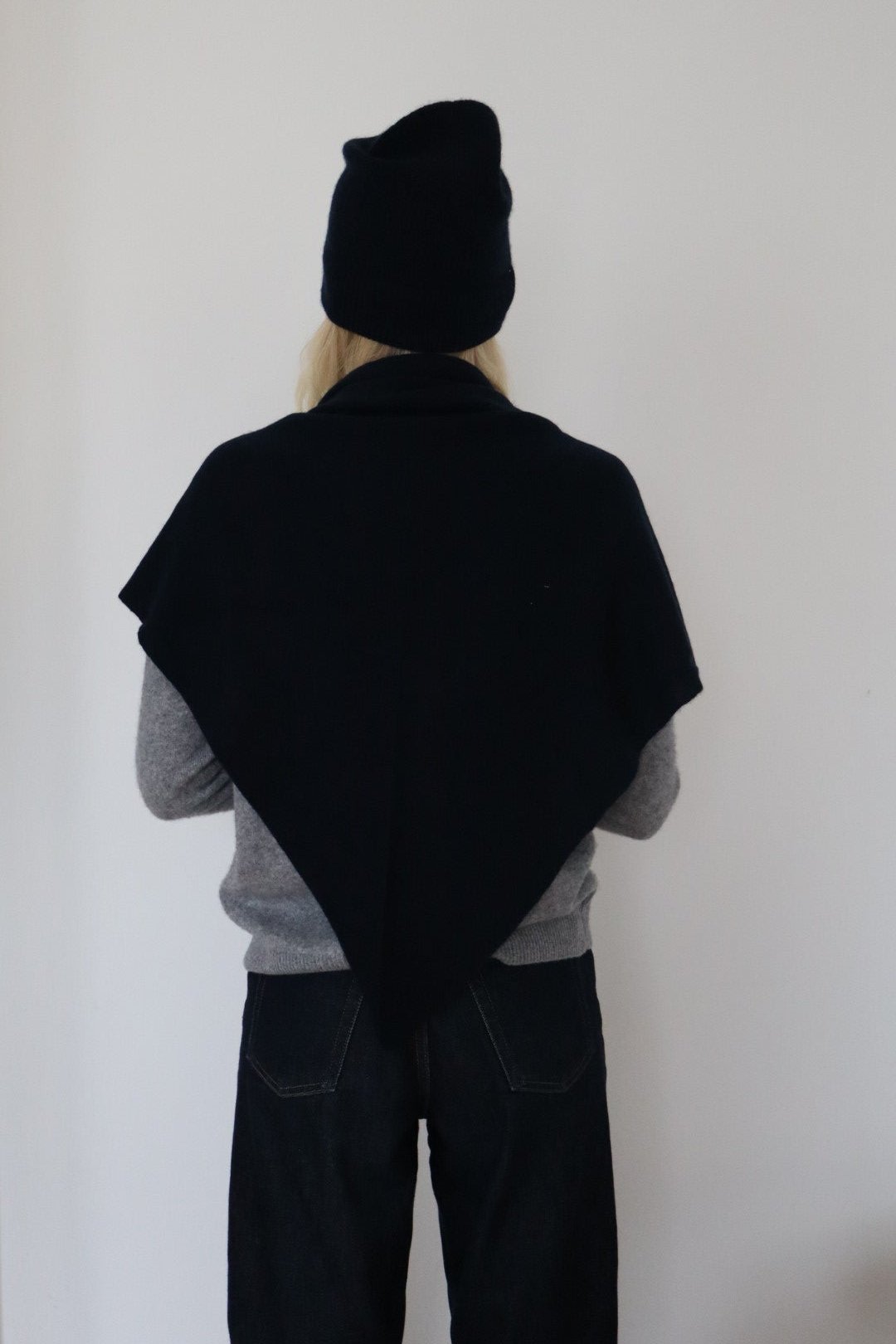 Triangle Cashmere halstørklæde - sort